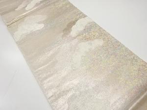 引き箔 霞に雲模様織り出し袋帯